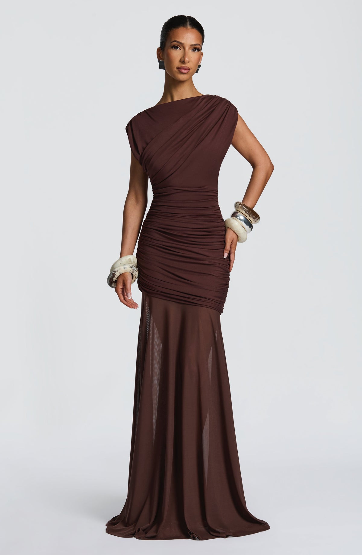 Demelia Maxi Dress in Plum Brown
