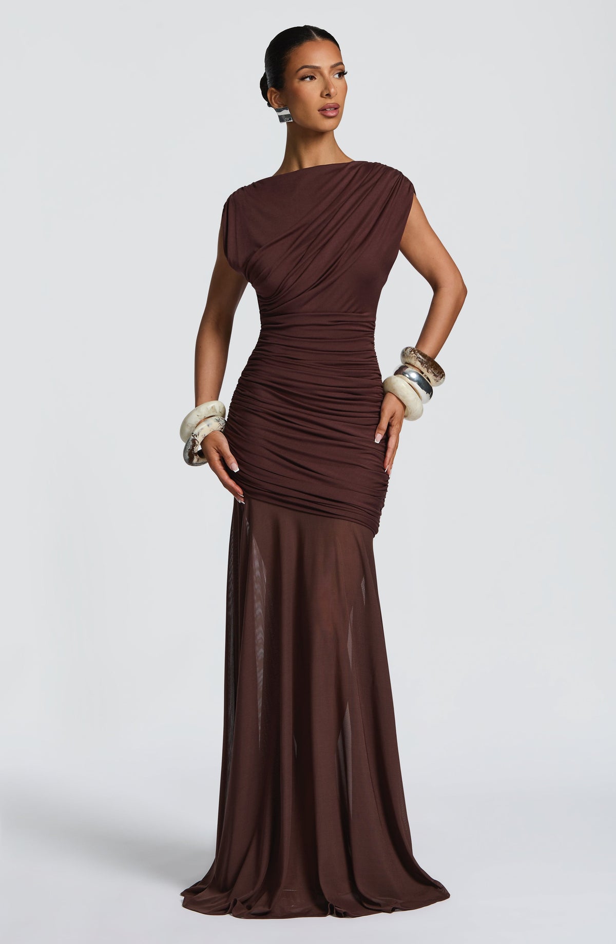 Demelia Maxi Dress in Plum Brown