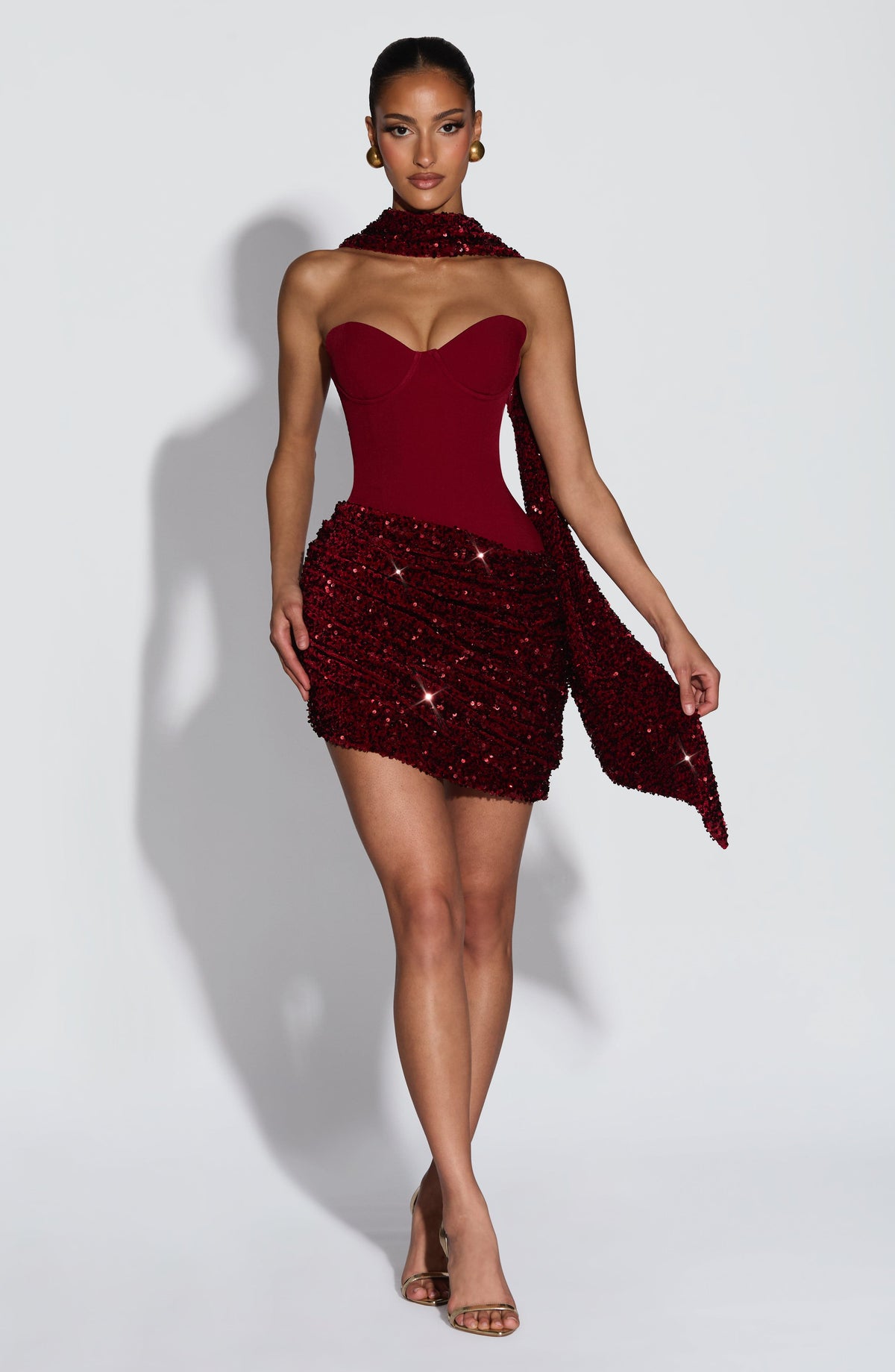 Denisa Mini Dress in Wine