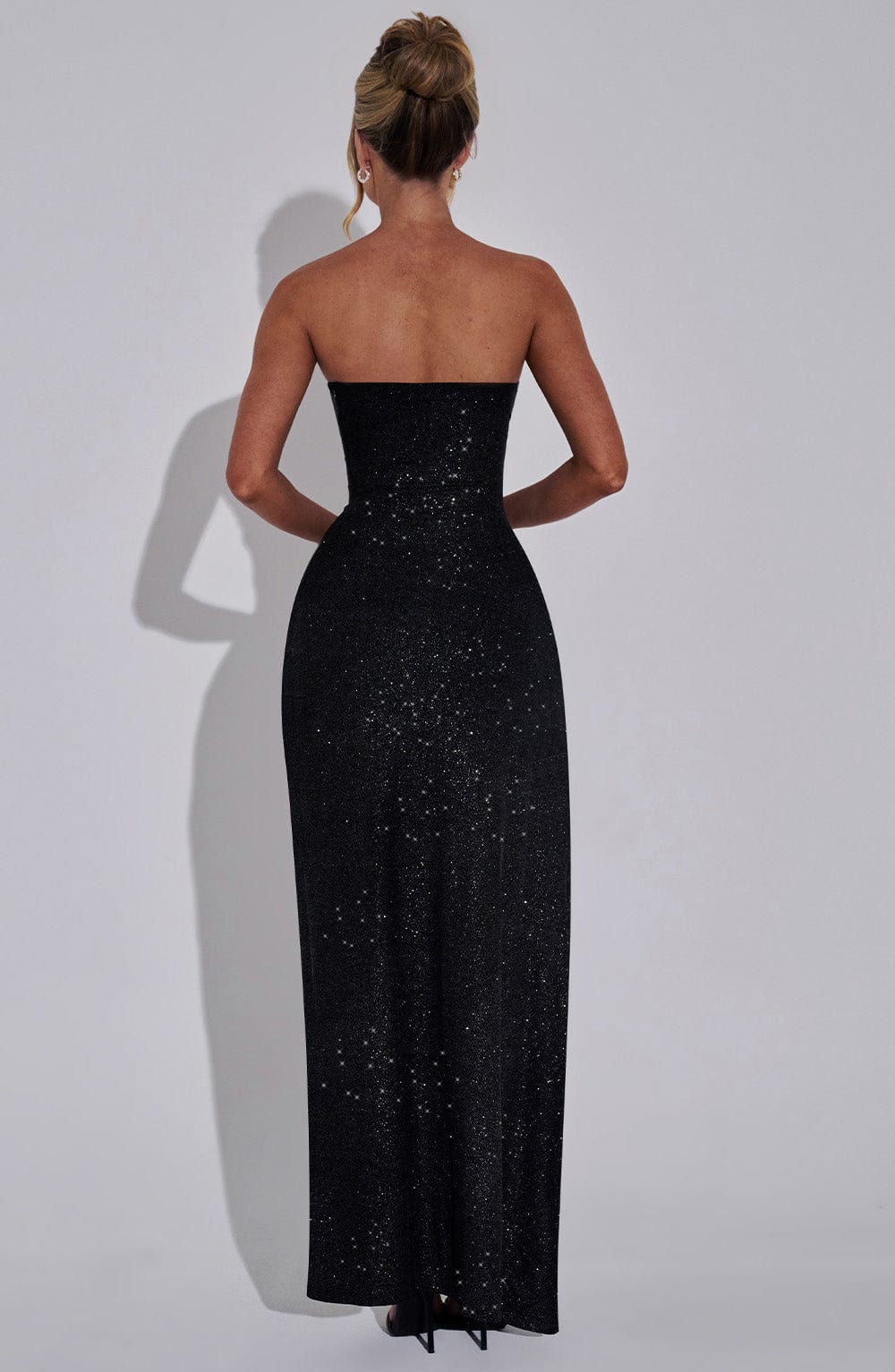 Dhaliana Maxi Dress in Black Sparkle