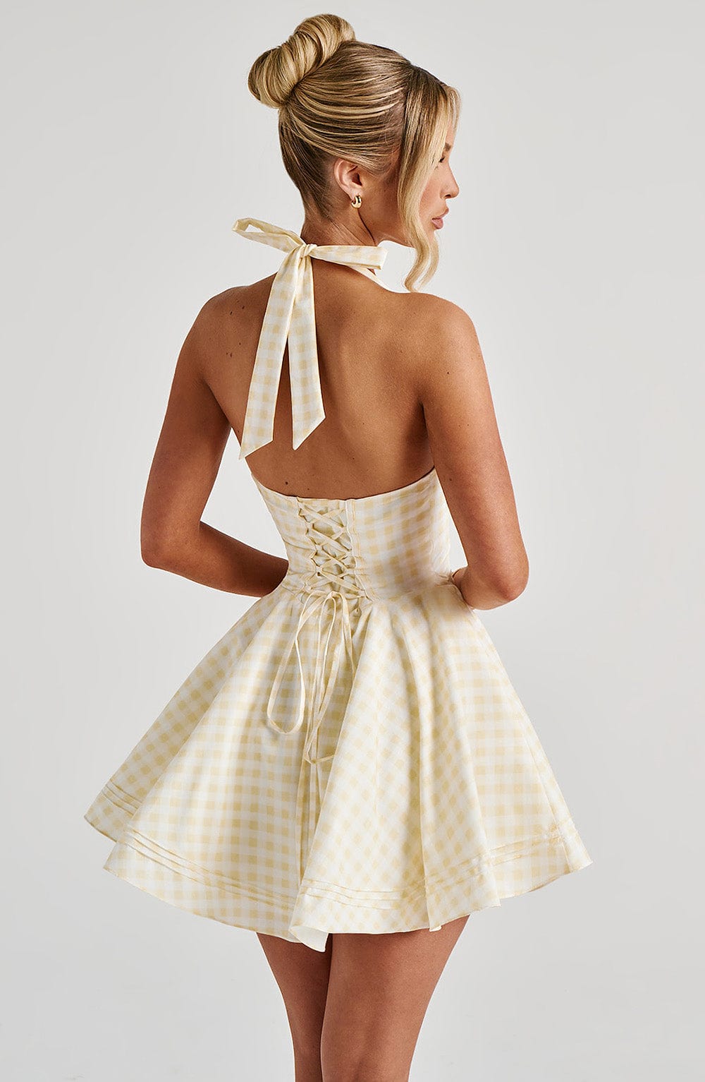 Doriane Mini Dress in Lemon Gingham