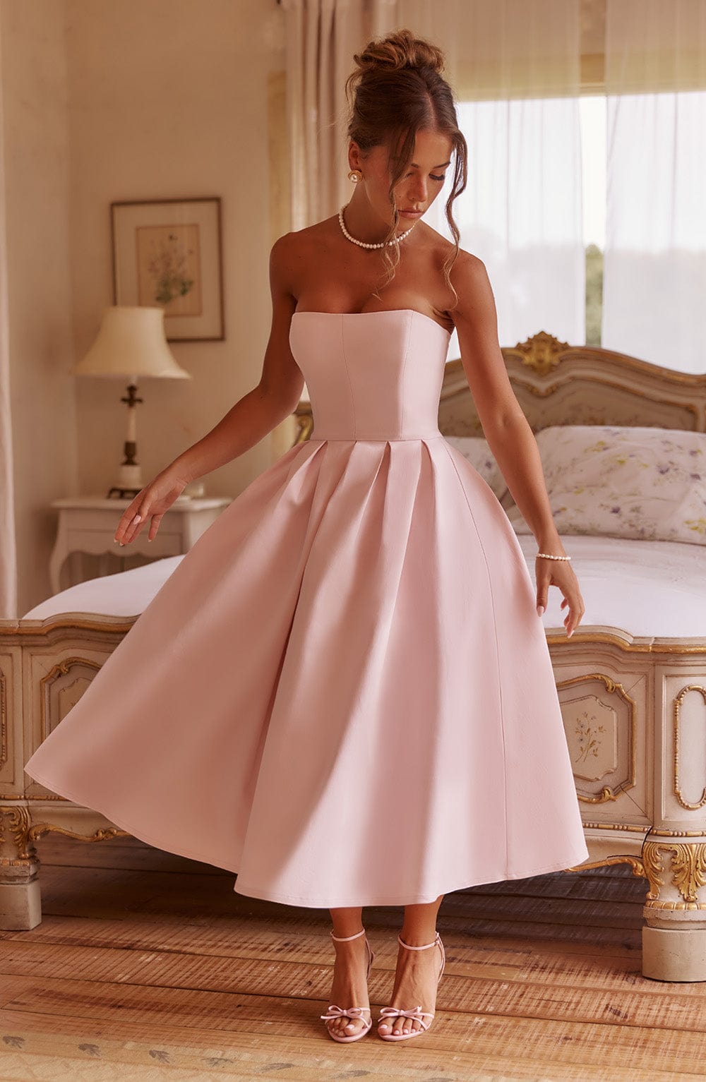 Editha Midi Dress in Blush