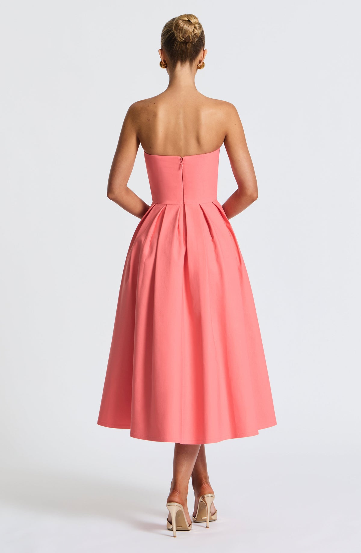 Editha Midi Dress in Coral Pink