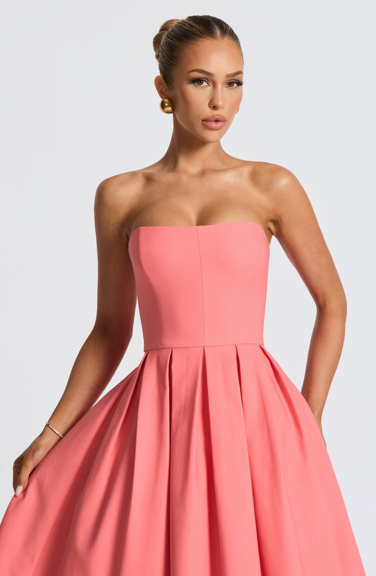 Editha Midi Dress in Coral Pink