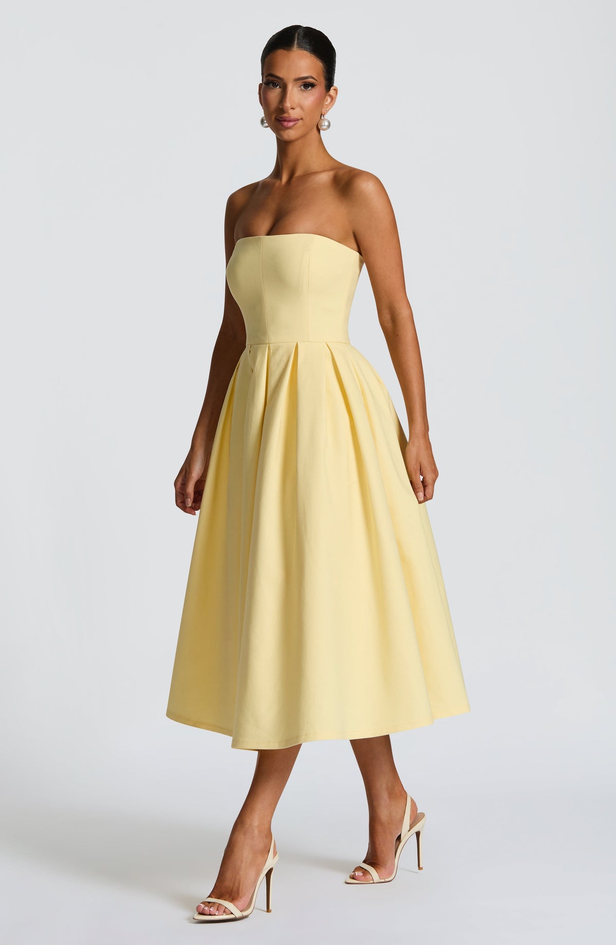 Editha Midi Dress in Lemon