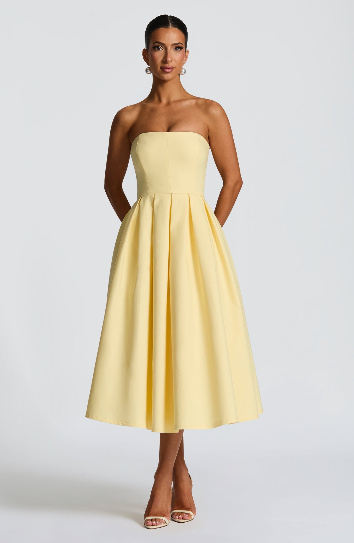 Editha Midi Dress in Lemon