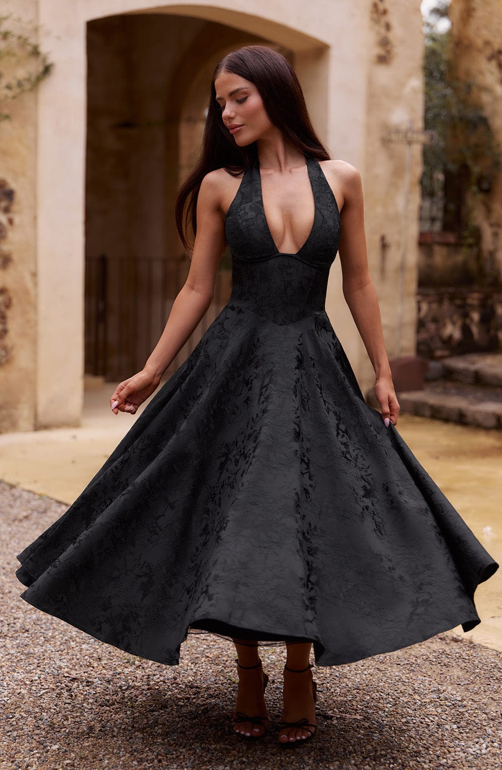 Effina Midi Dress in Black