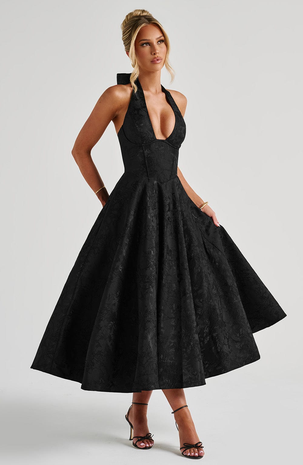 Effina Midi Dress in Black