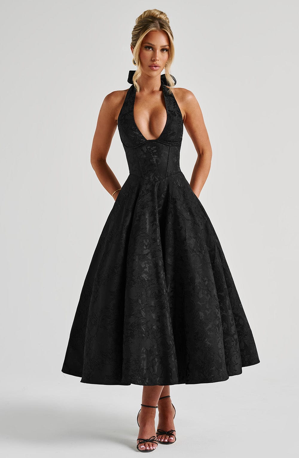 Effina Midi Dress in Black