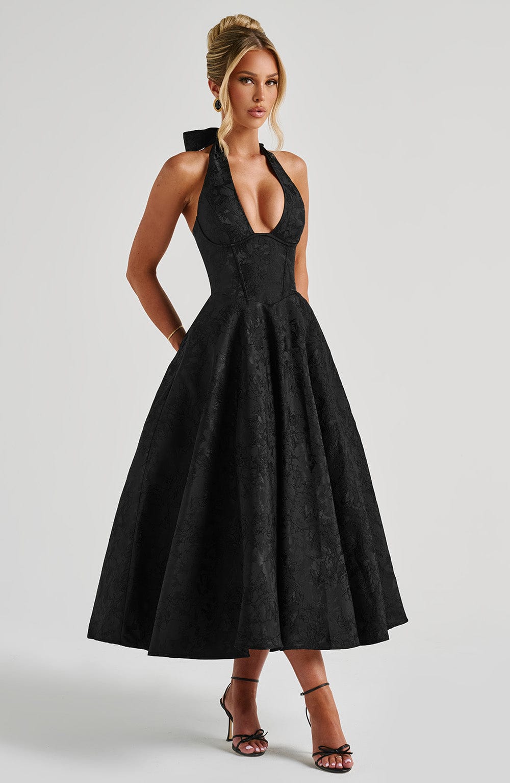 Effina Midi Dress in Black