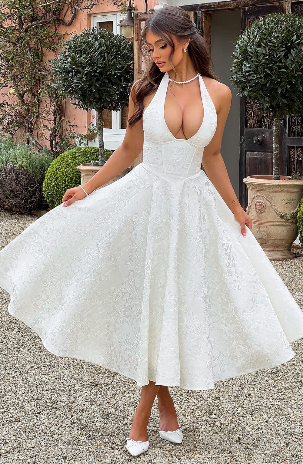 Effina Midi Dress in Ivory
