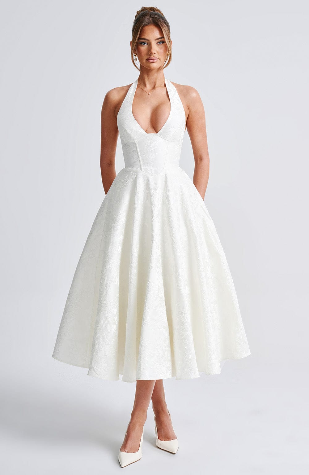 Effina Midi Dress in Ivory