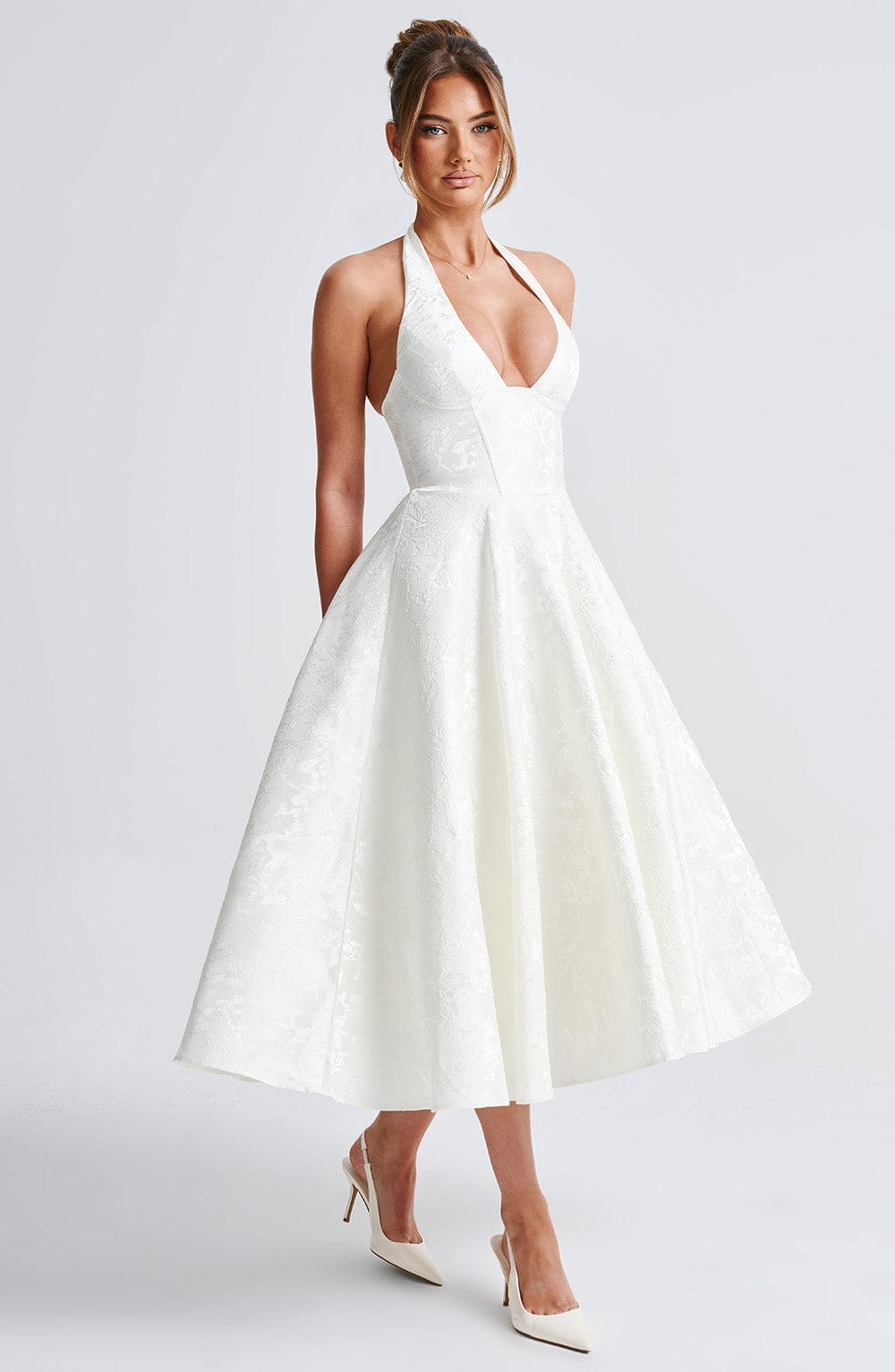 Effina Midi Dress in Ivory