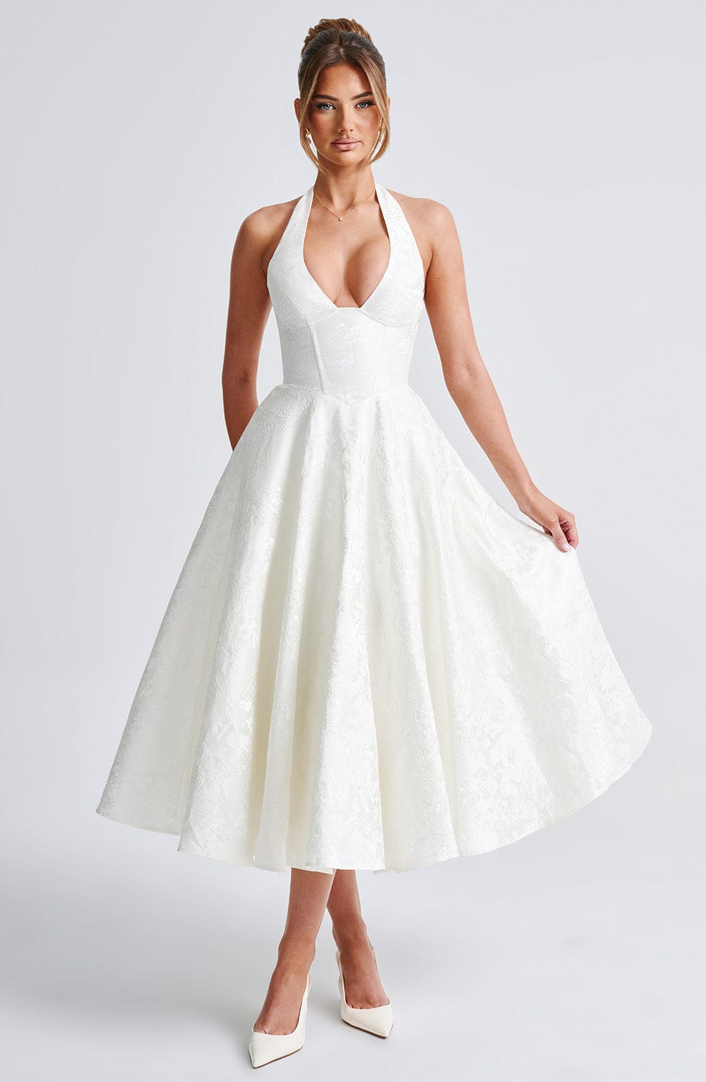 Effina Midi Dress in Ivory