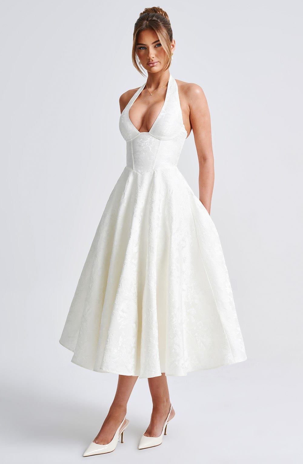 Effina Midi Dress in Ivory
