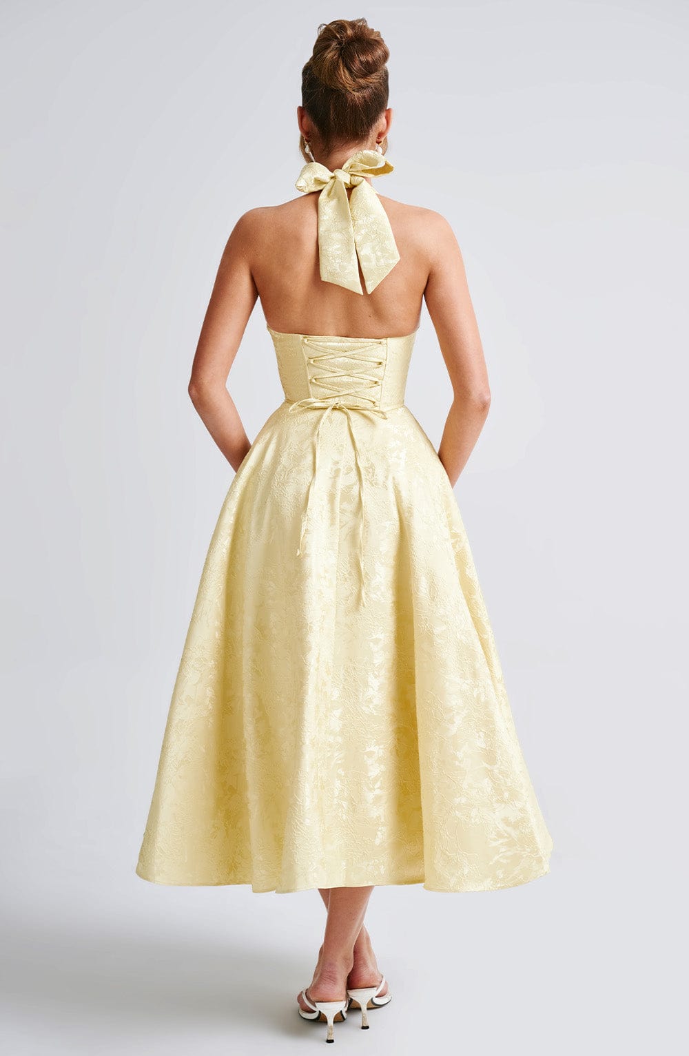 Effina Midi Dress in Lemon