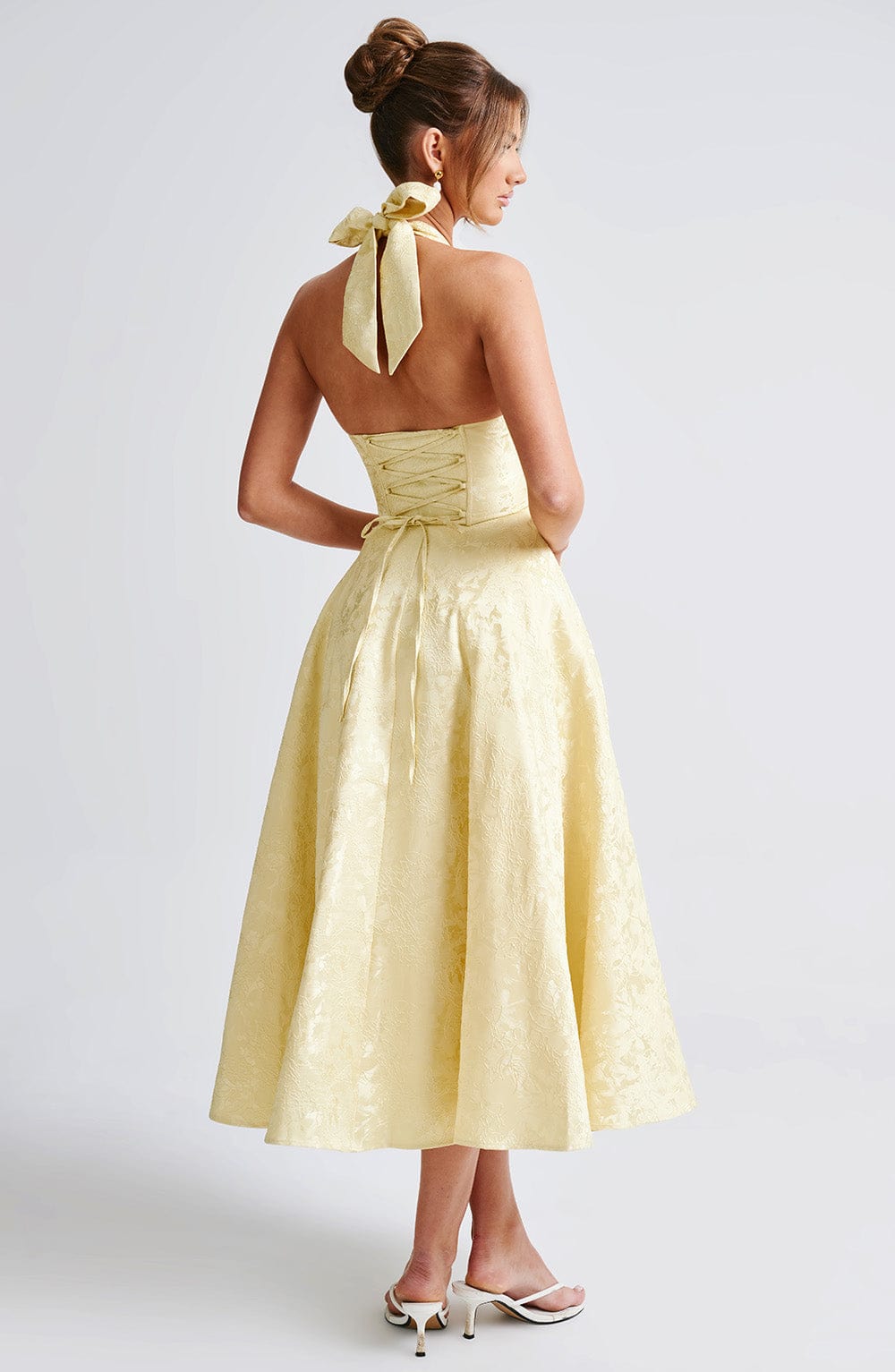 Effina Midi Dress in Lemon