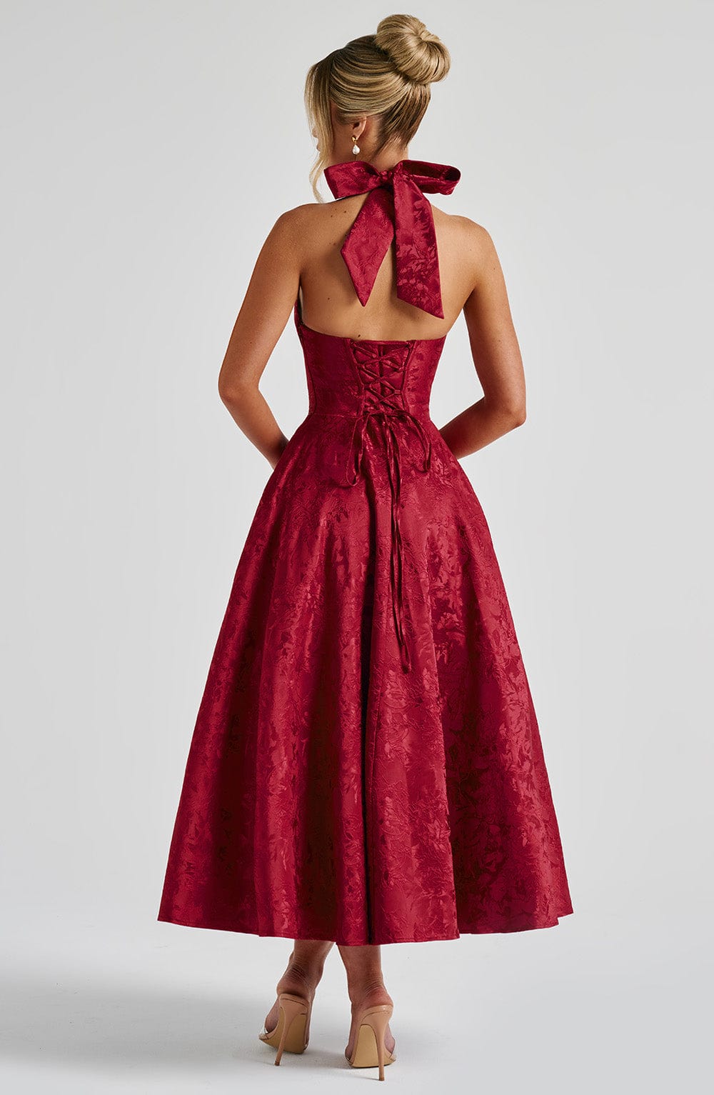 Effina Midi Dress in Red