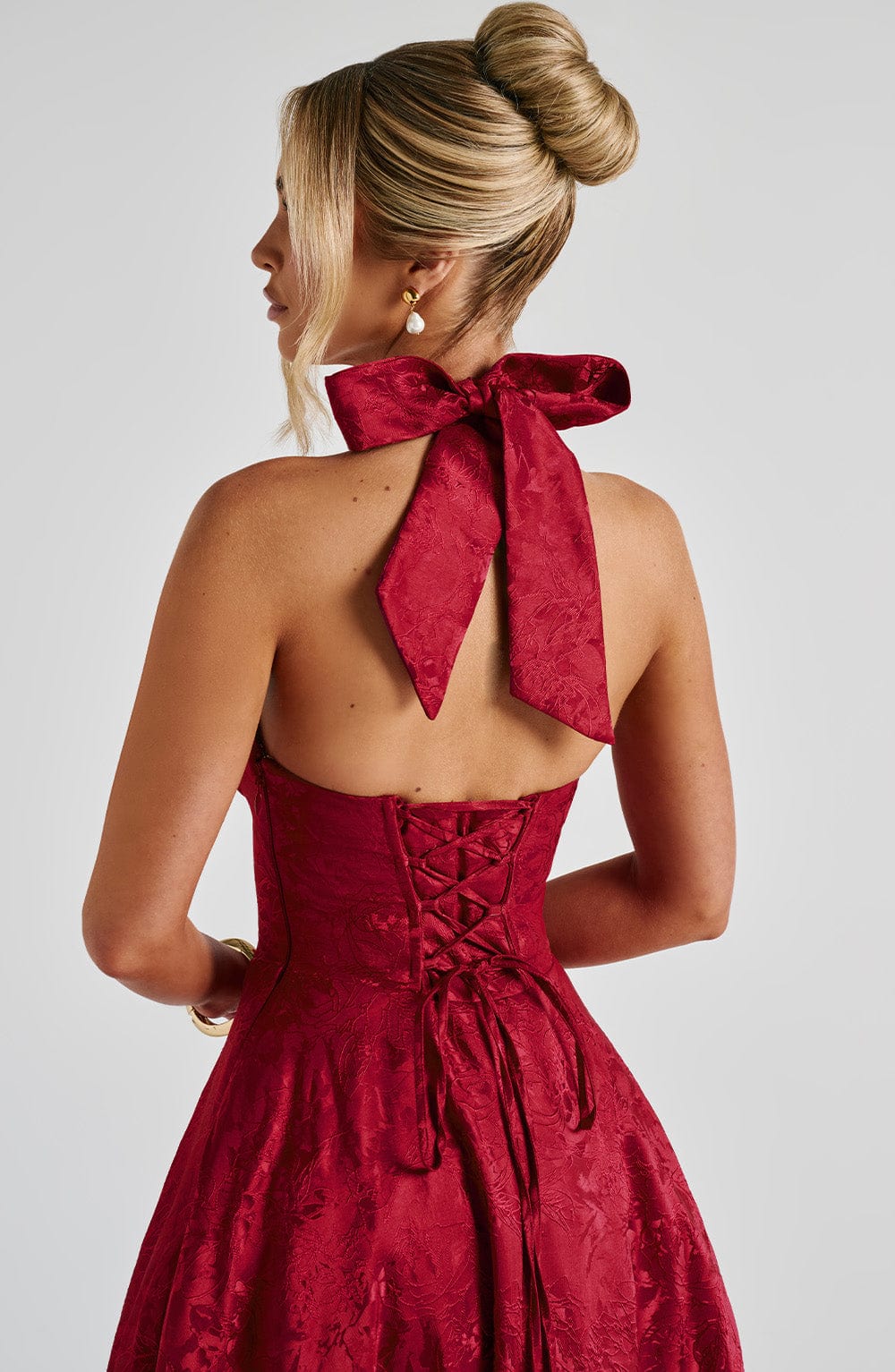 Effina Midi Dress in Red