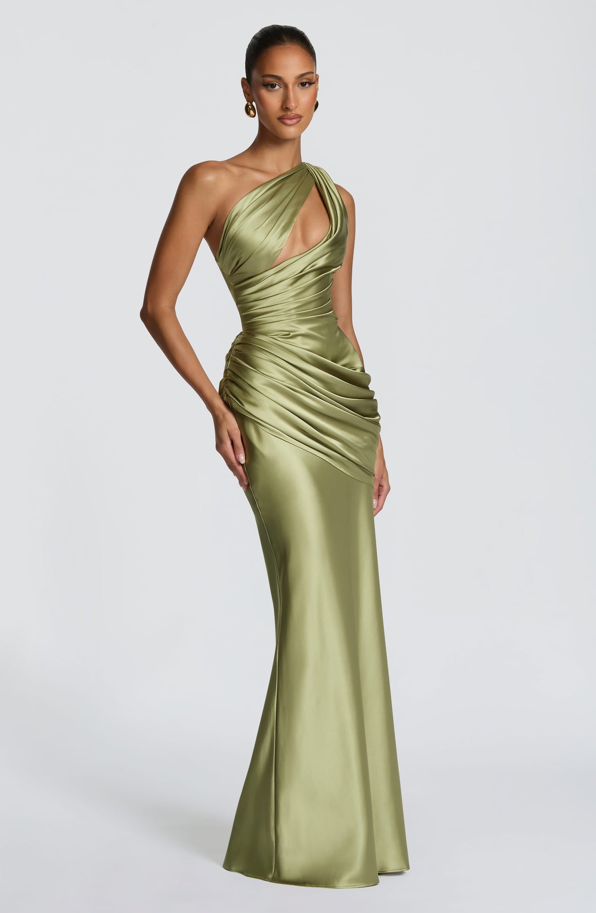 Elmira Maxi Dress in Light Olive