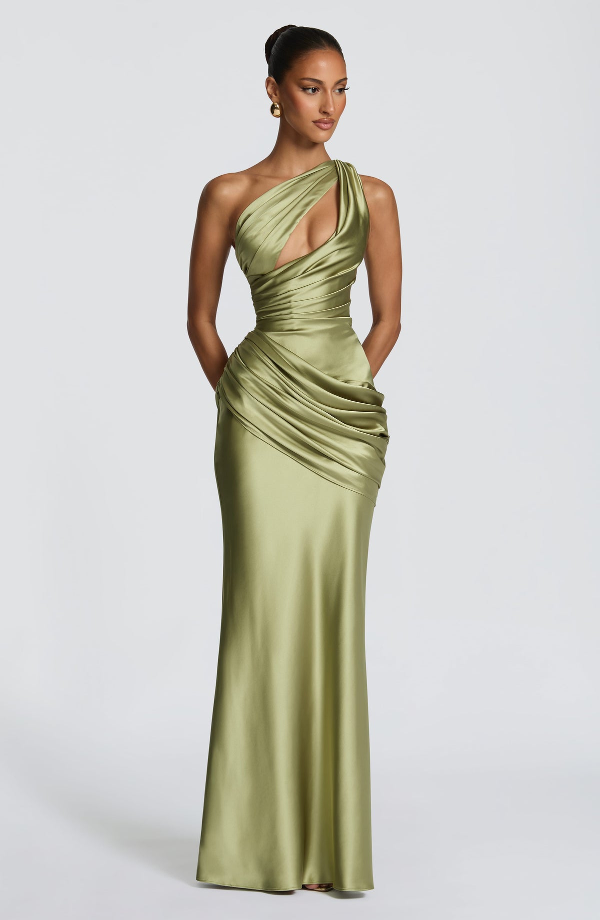 Elmira Maxi Dress in Light Olive