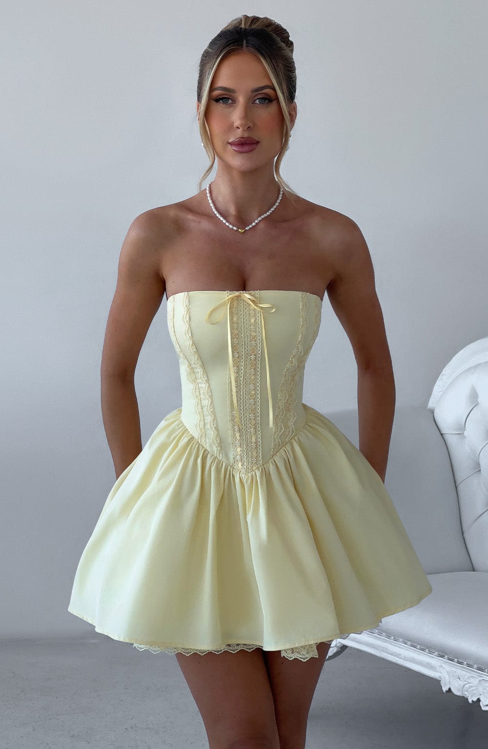 Evienne Mini Dress in Lemon