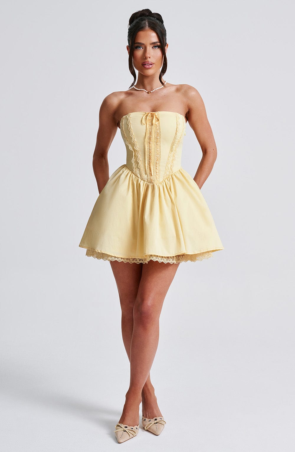 Evienne Mini Dress in Lemon