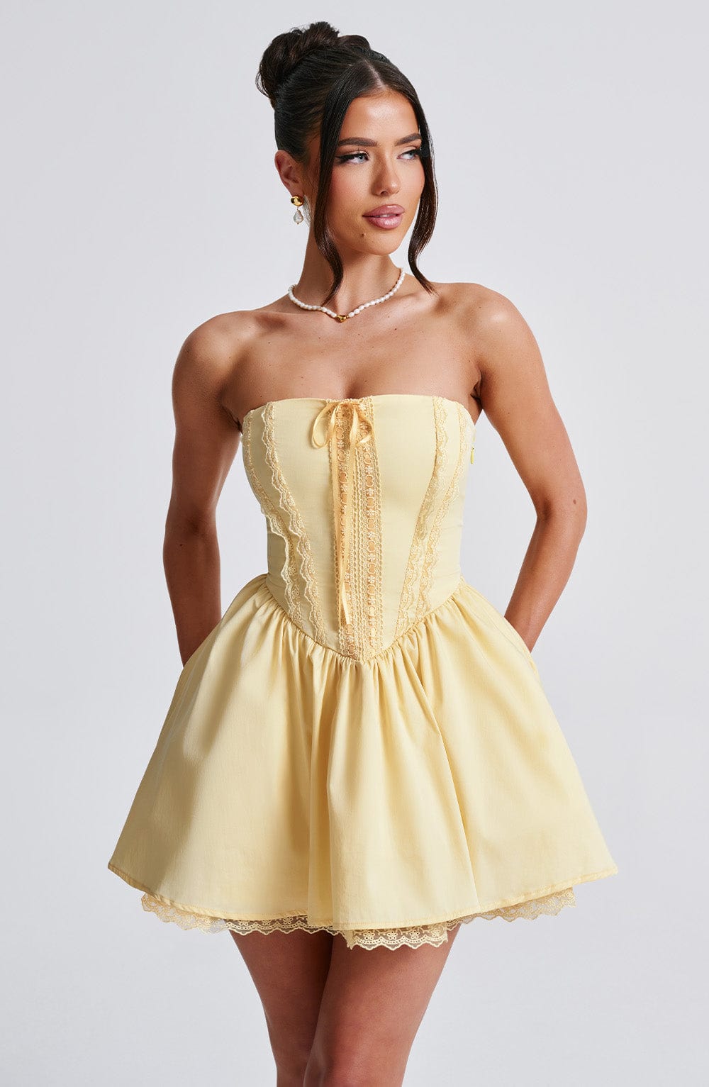 Evienne Mini Dress in Lemon