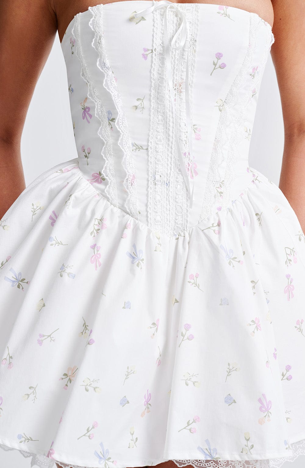 Evienne Mini Dress in White Multi Floral Print