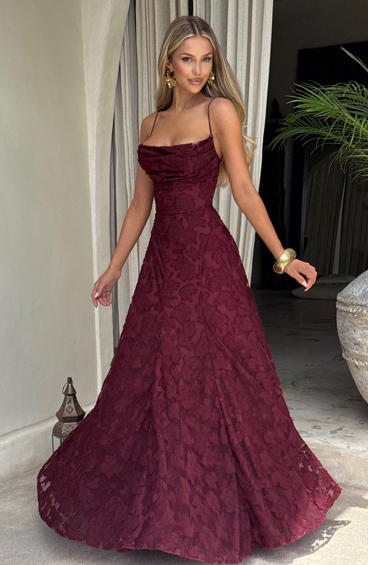 Francine Maxi Dress in Cherry Lacquer