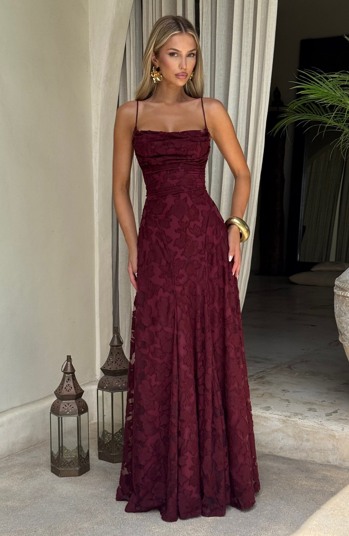 Francine Maxi Dress in Cherry Lacquer