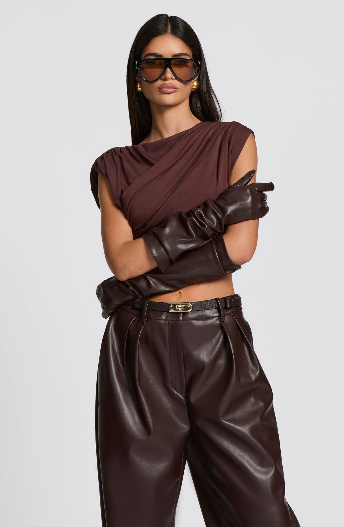 Frannie Gloves in Plum Brown