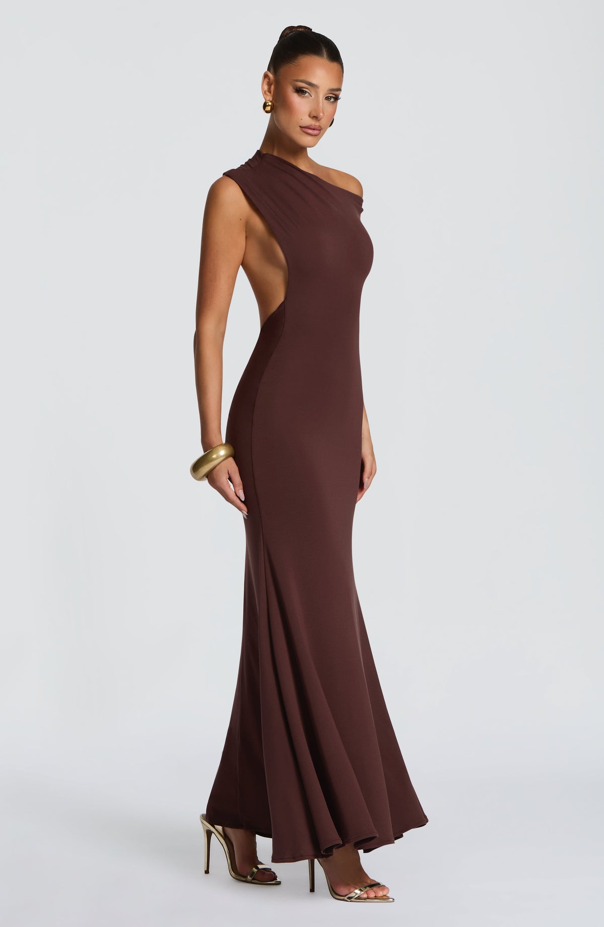 Fyora Maxi Dress in Plum Brown