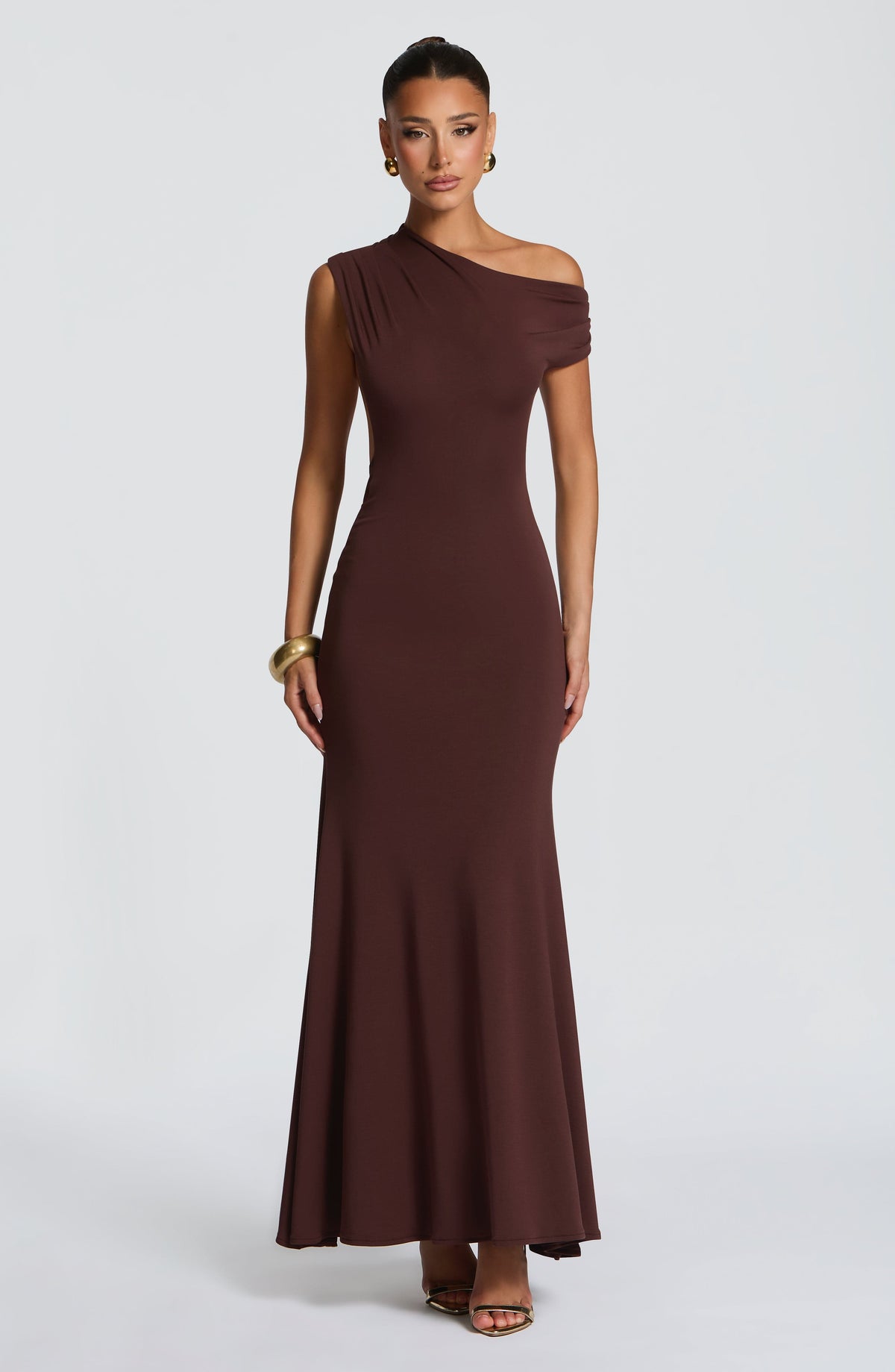 Fyora Maxi Dress in Plum Brown