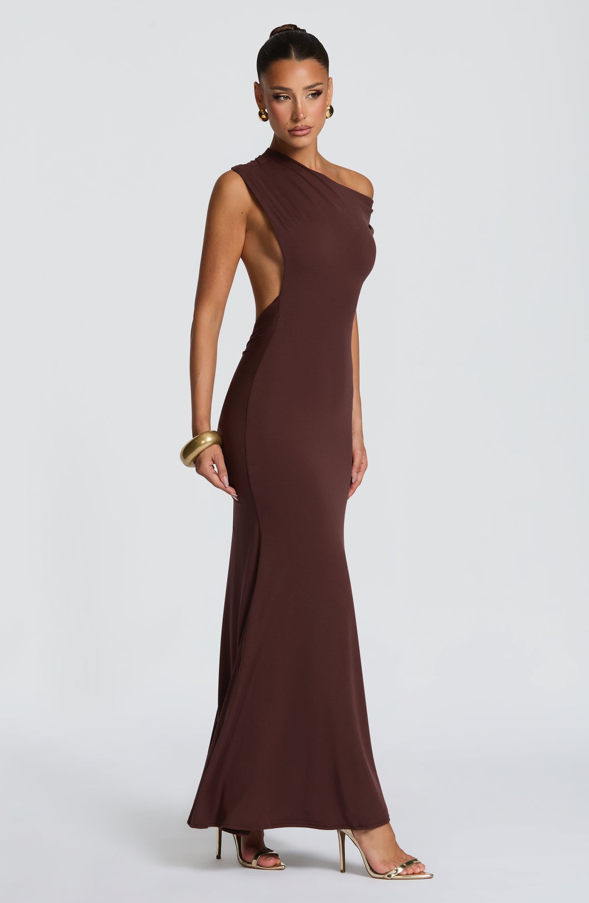 Fyora Maxi Dress in Plum Brown