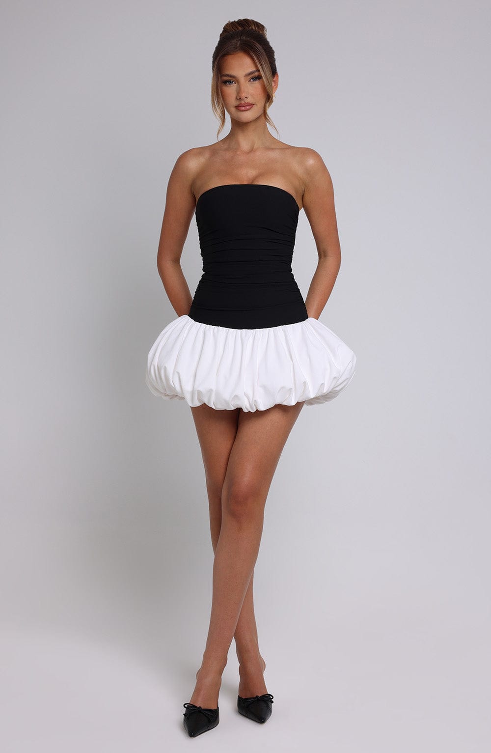 Gemina Mini Dress in Black/White