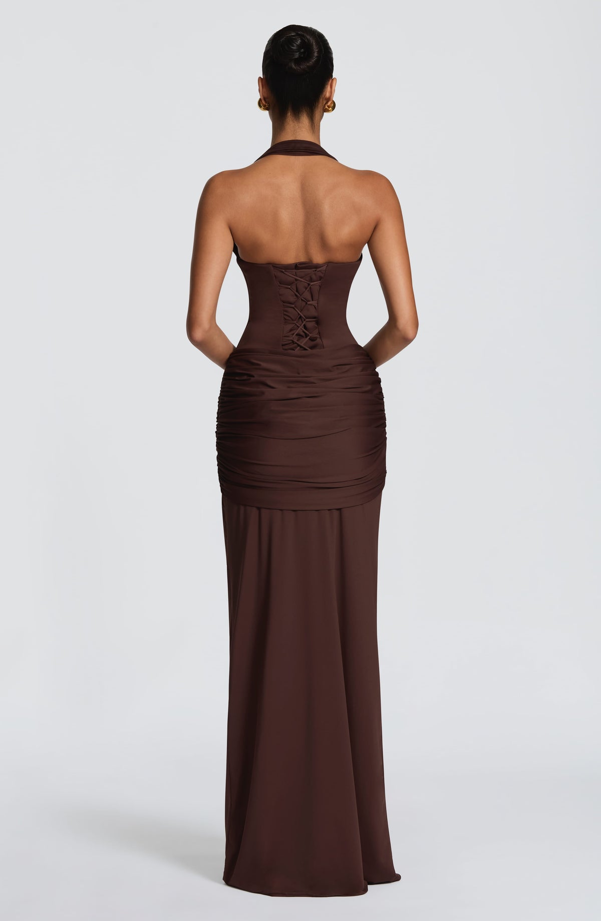 Giana Maxi Dress in Plum Brown