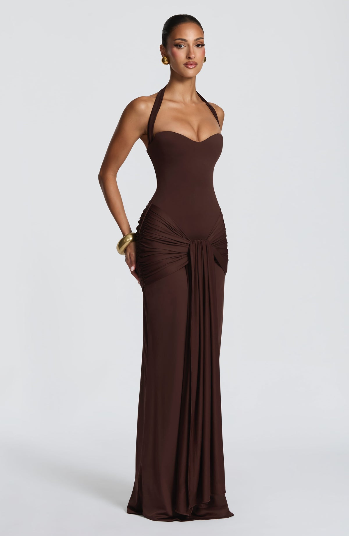 Giana Maxi Dress in Plum Brown