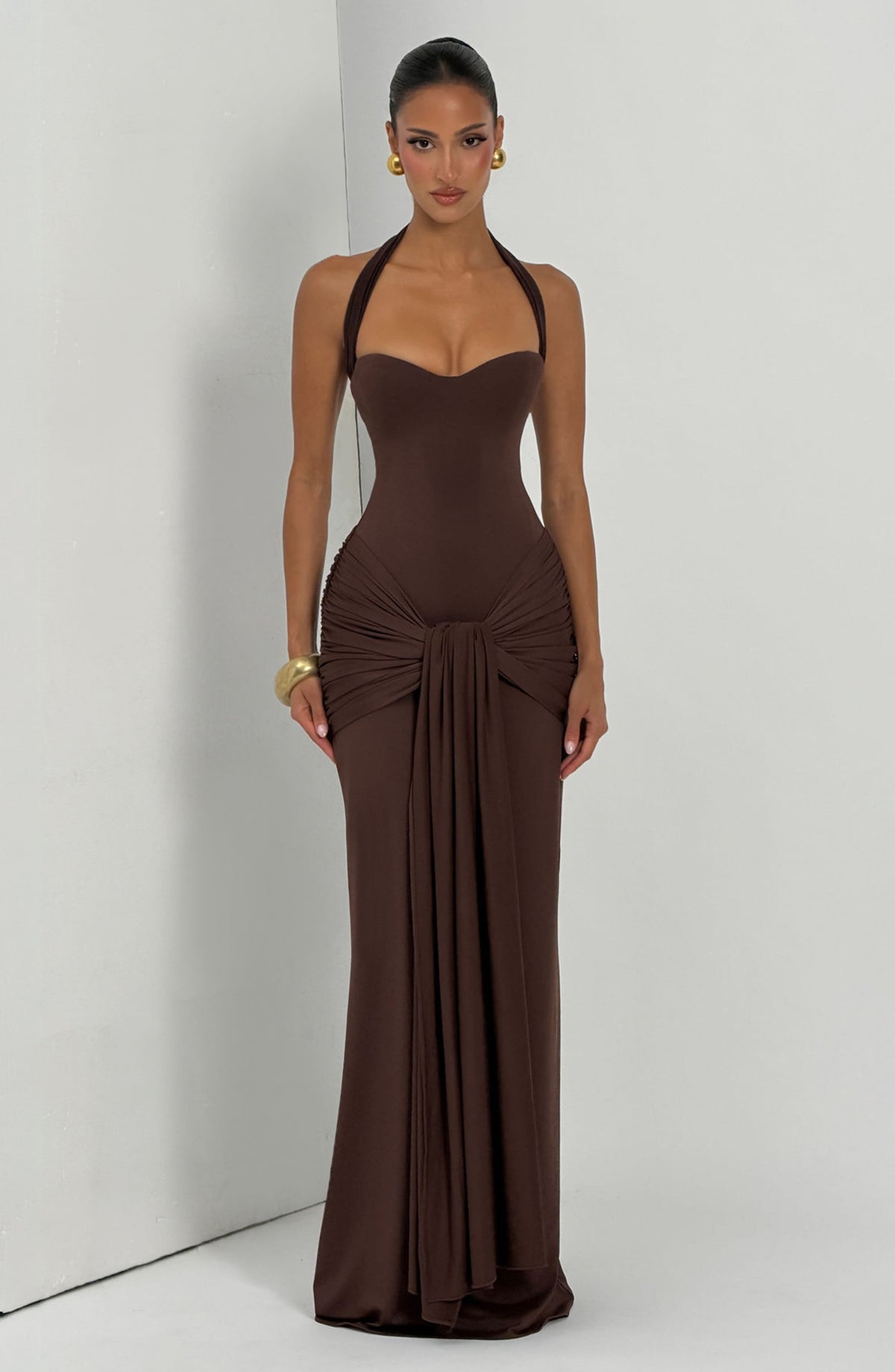 Giana Maxi Dress in Plum Brown