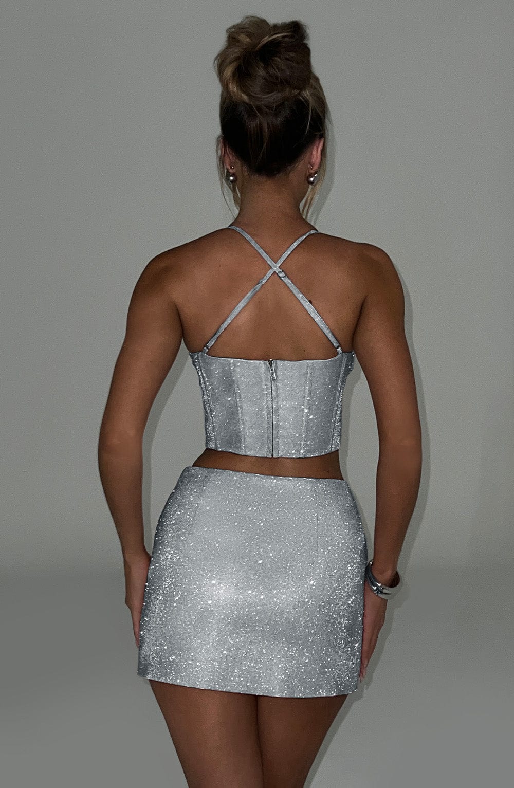 Glacielle Mini Skirt in Silver Sparkle