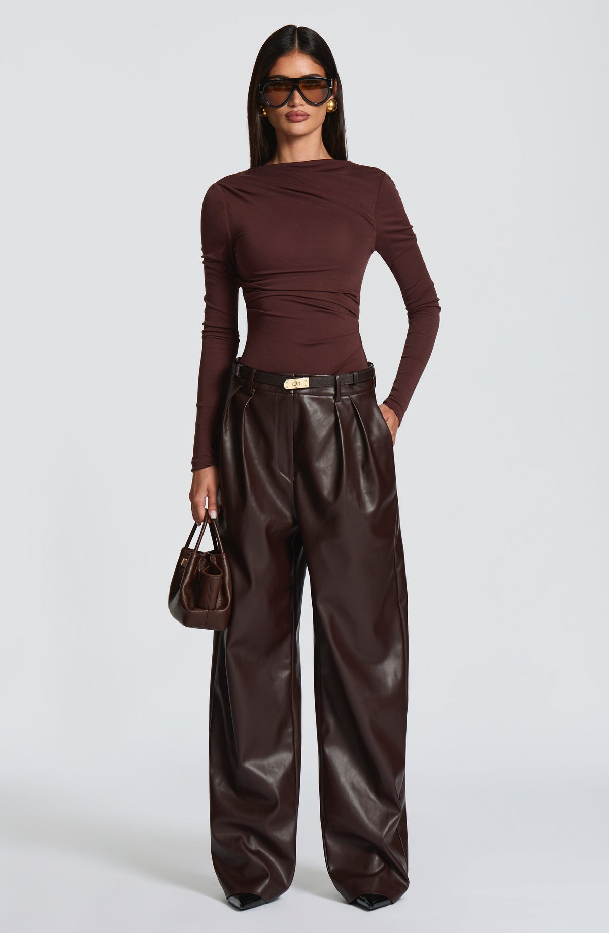 Glenna Pants in Plum Brown