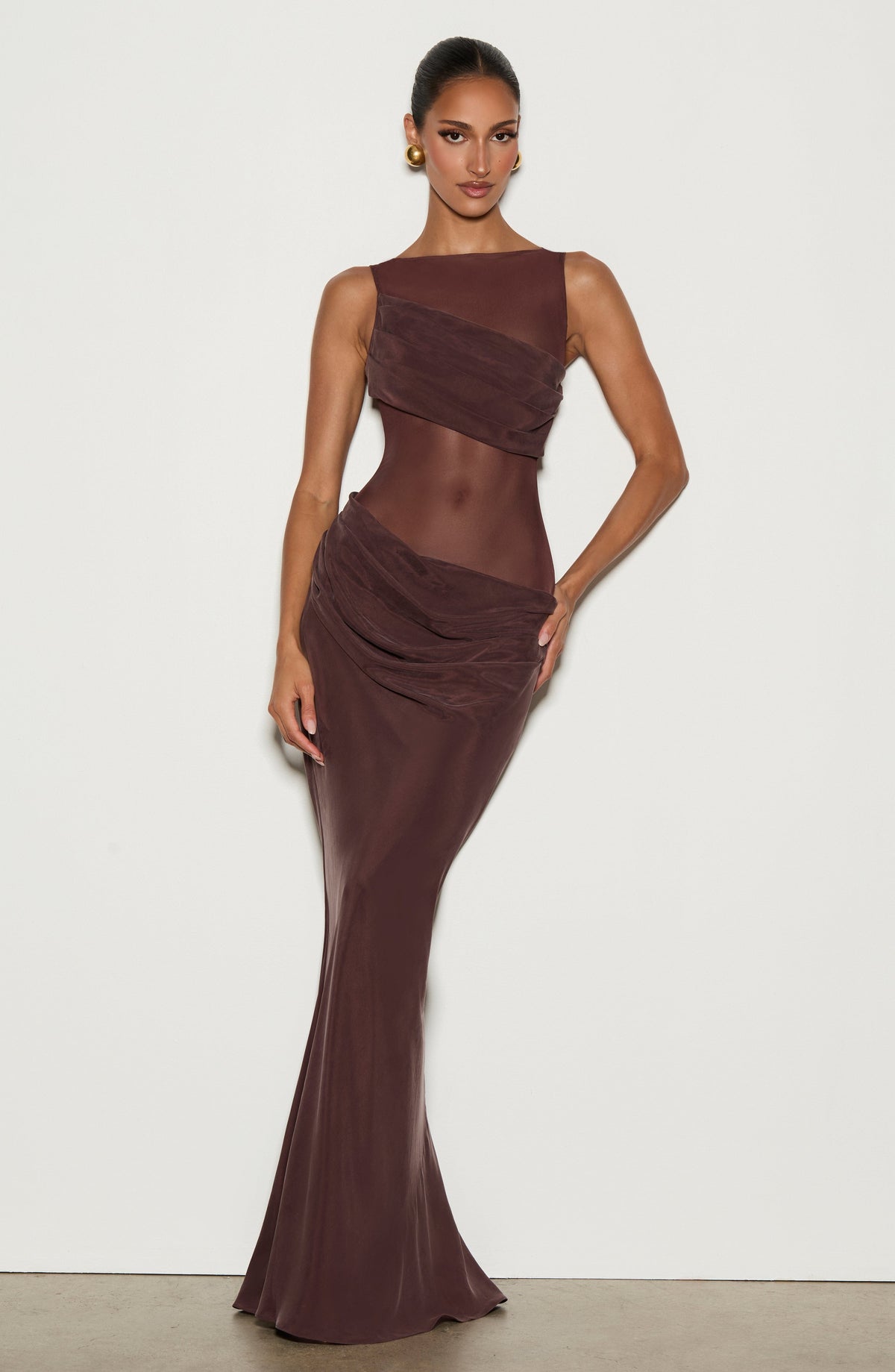 Gracelle Maxi Dress in Plum Brown