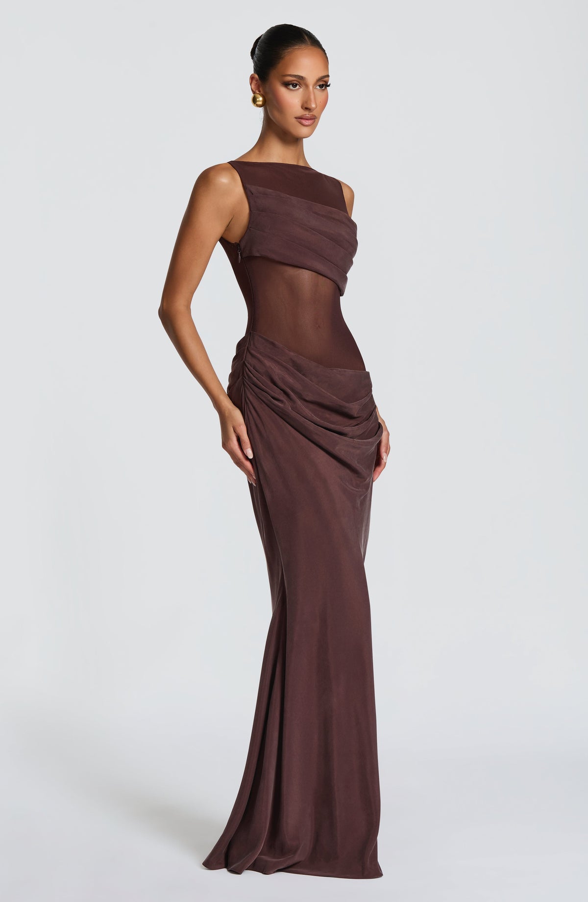 Gracelle Maxi Dress in Plum Brown