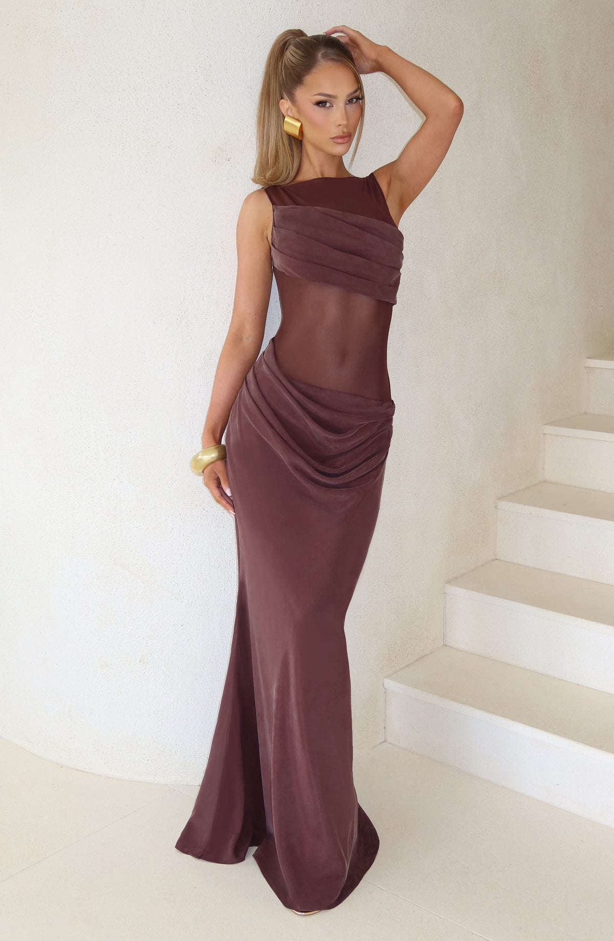Gracelle Maxi Dress in Plum Brown