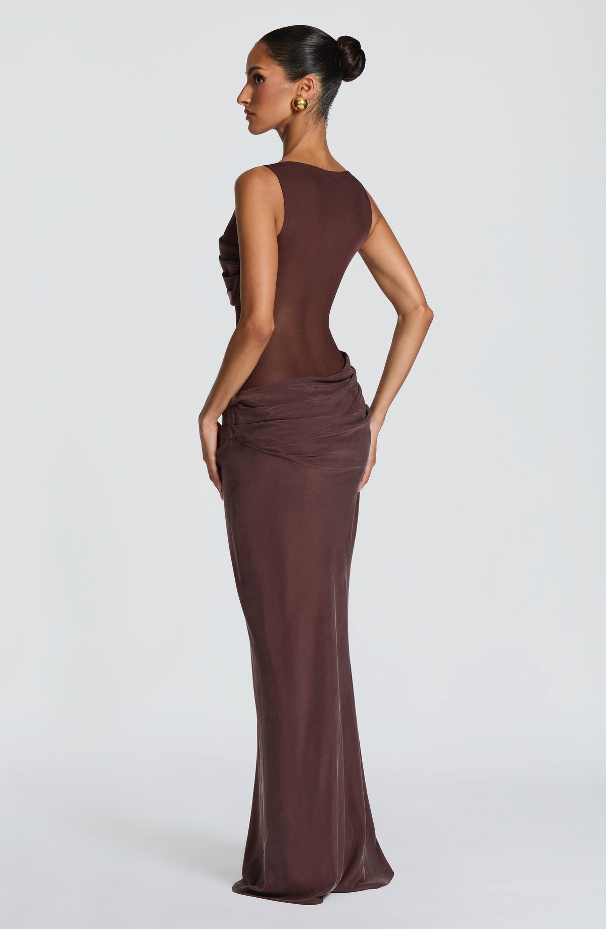 Gracelle Maxi Dress in Plum Brown