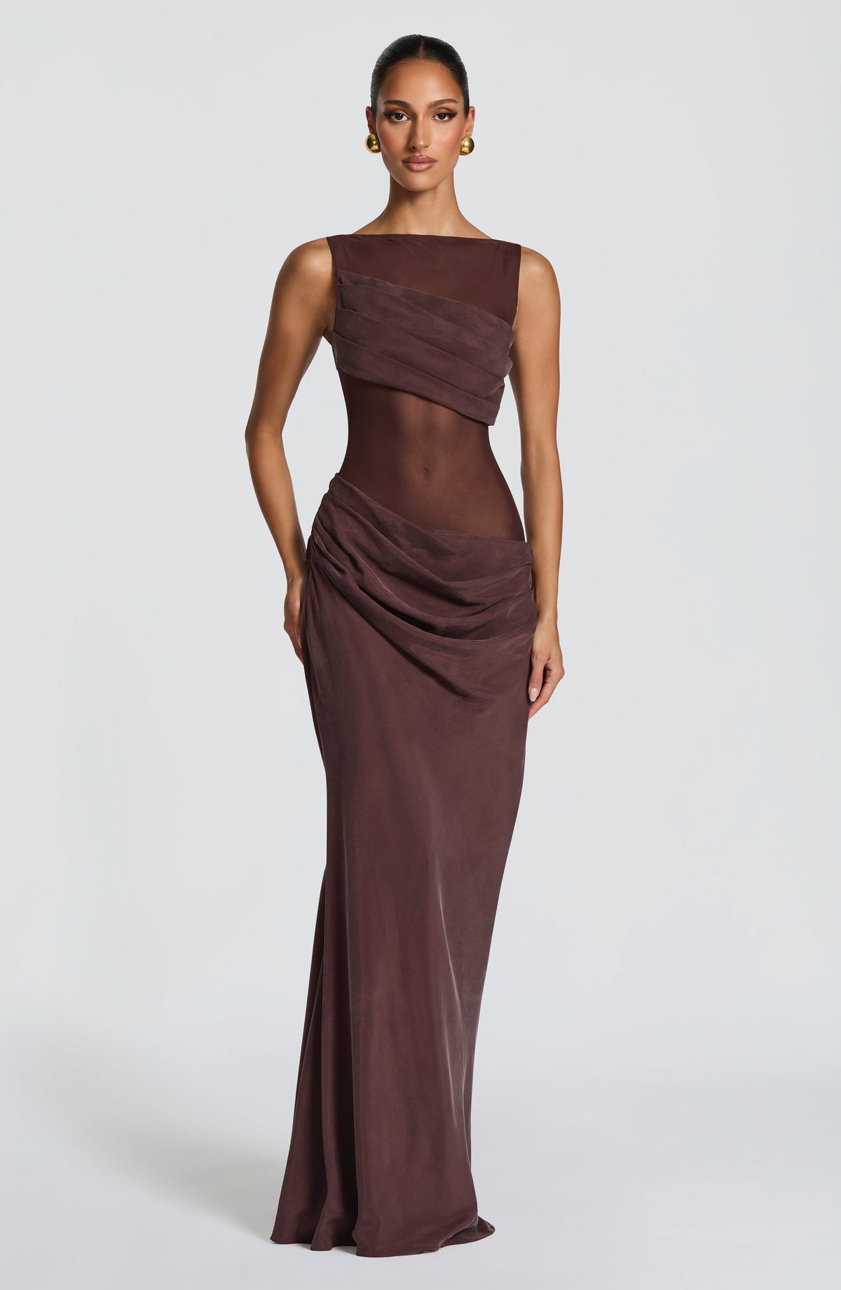 Gracelle Maxi Dress in Plum Brown