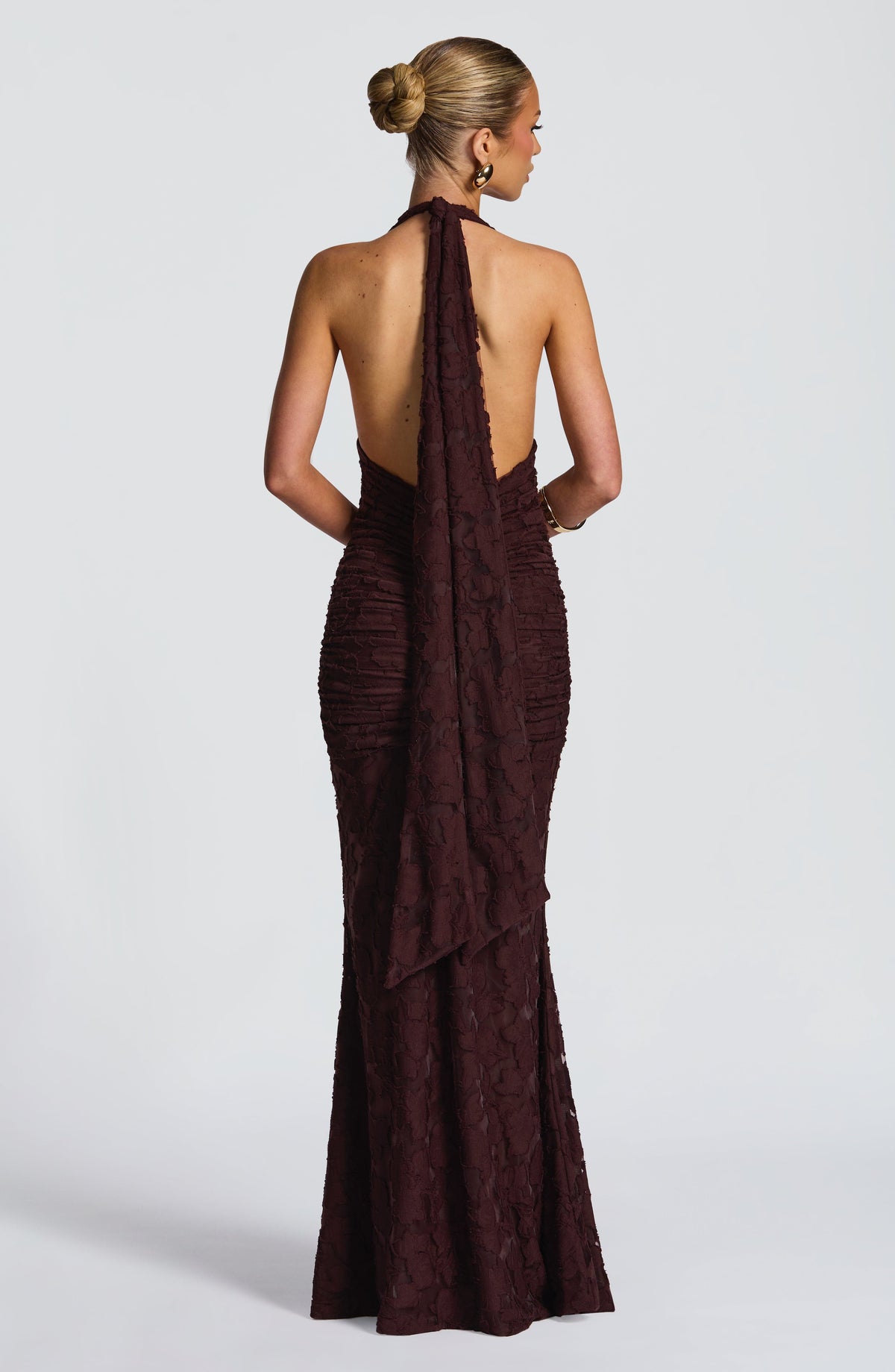 Guinevra Maxi Dress in Plum Brown