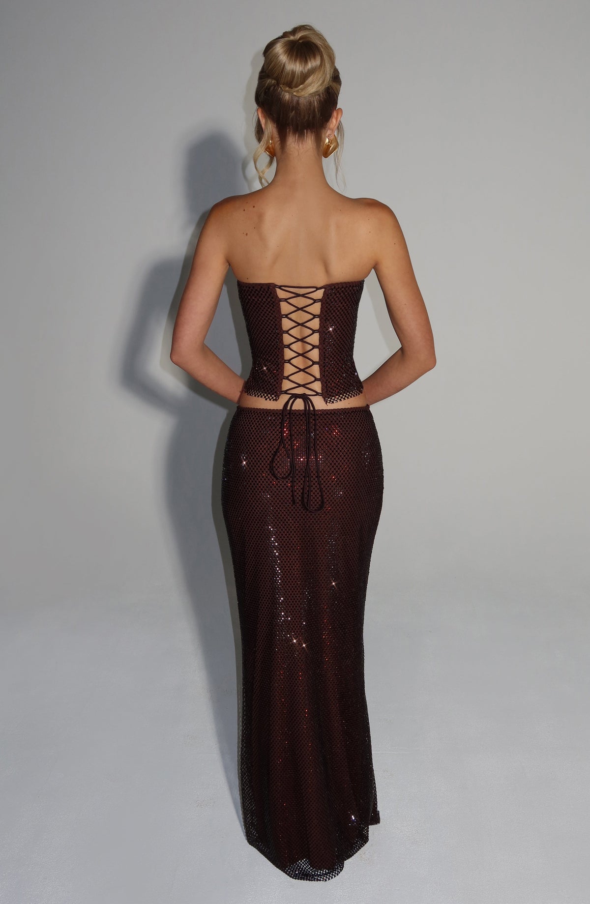 Halia Maxi Skirt in Plum Brown