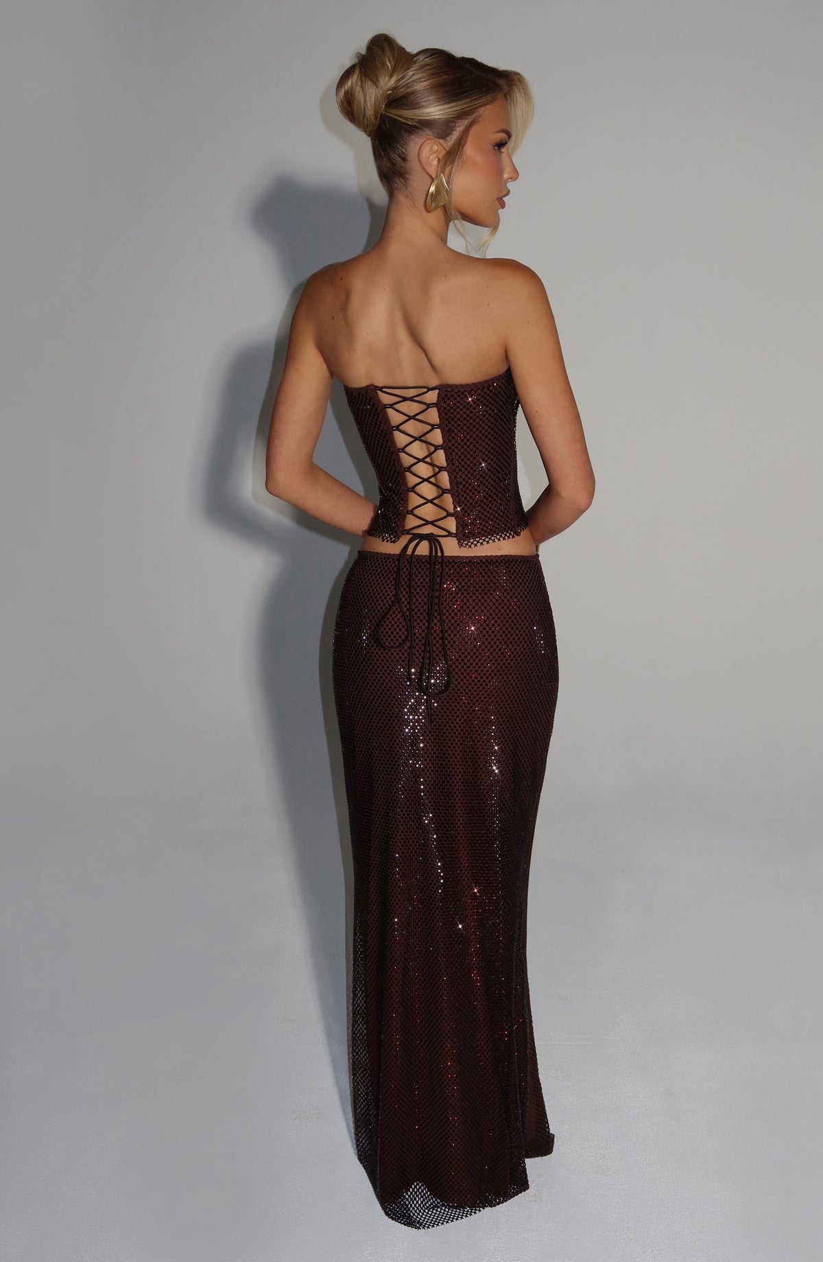 Halia Maxi Skirt in Plum Brown