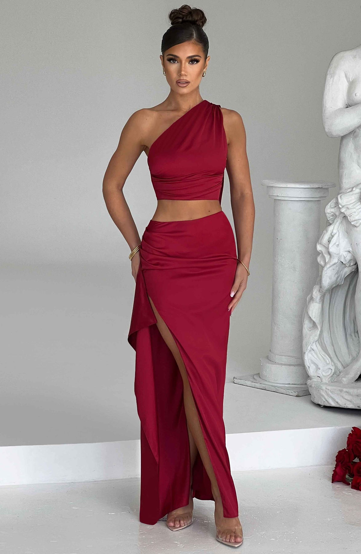Halsea Maxi Skirt in Wine